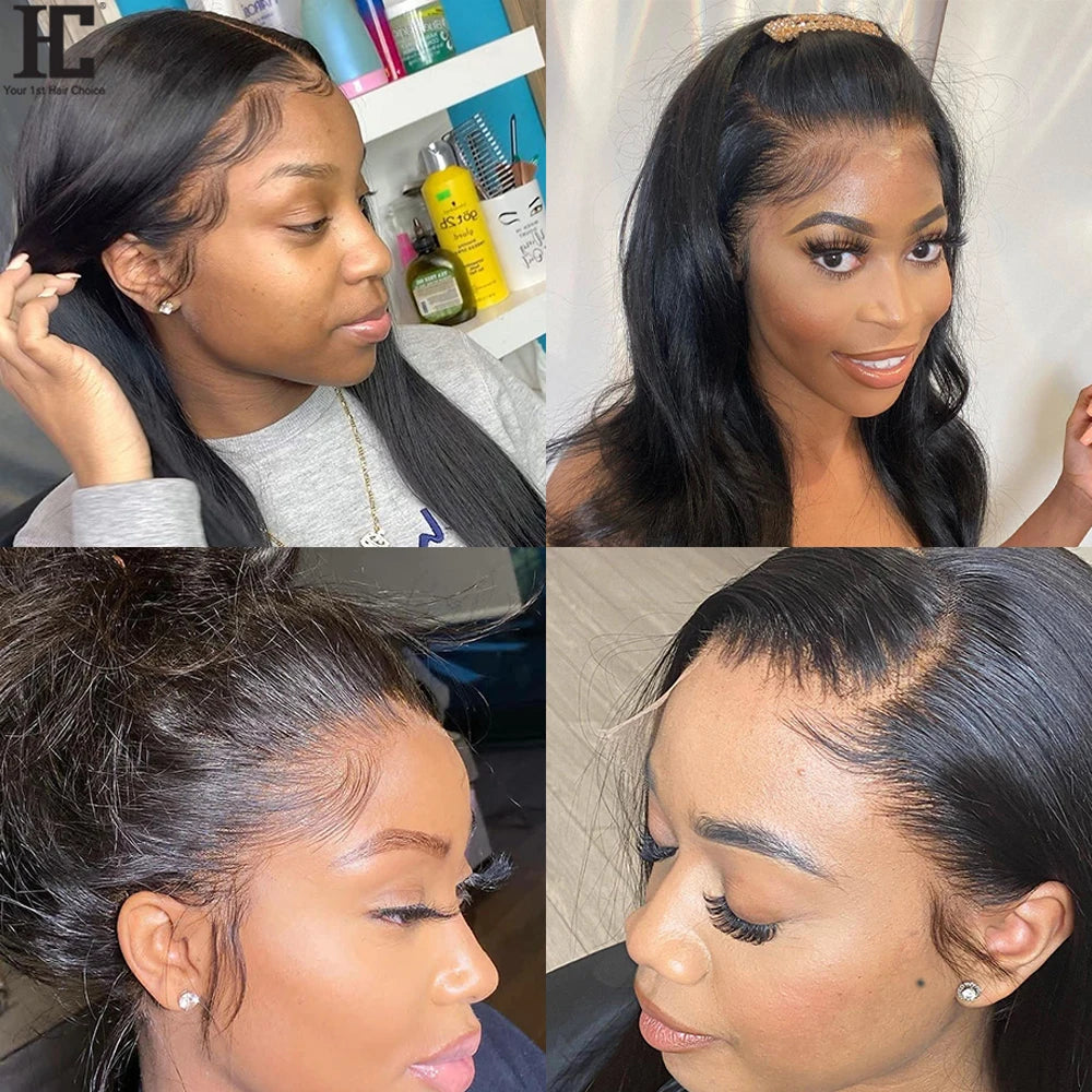 13x6 Straight Remy Human Hair Lace Front Wig – Transparent Lace, Pre-Plucked