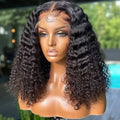 200% Short Bob Wig 13X4 Transparent Lace Front Wig Deep Water Wave Lace Frontal Human Hair for Women