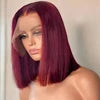99J Burgundy Bob Wig 13x4 Lace Front, Pre-Plucking Straight Human Hair Transparent Lace  Short Bob Style Natural Short Hair Wig
