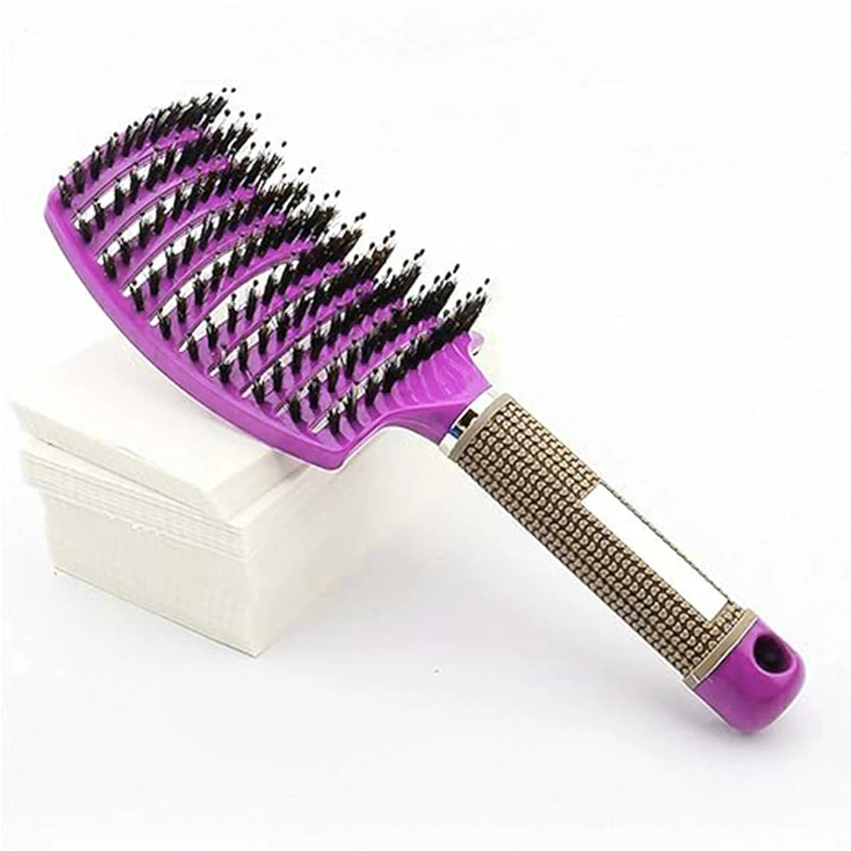 Boar Bristle Scalp Massage Hair Brush – Detangling Comb for Wet & Curly Hair