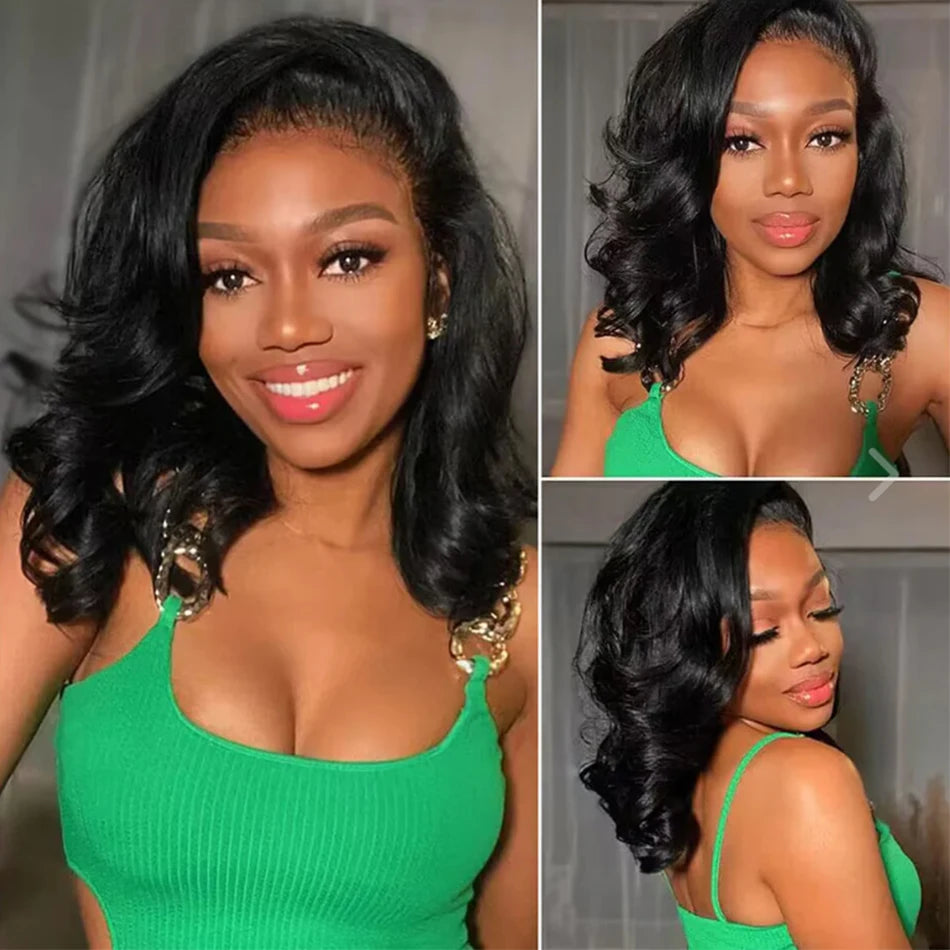 Brazilian Body Wave Short Bob Wig – 13x4 Transparent Lace Front, Pre-Plucked