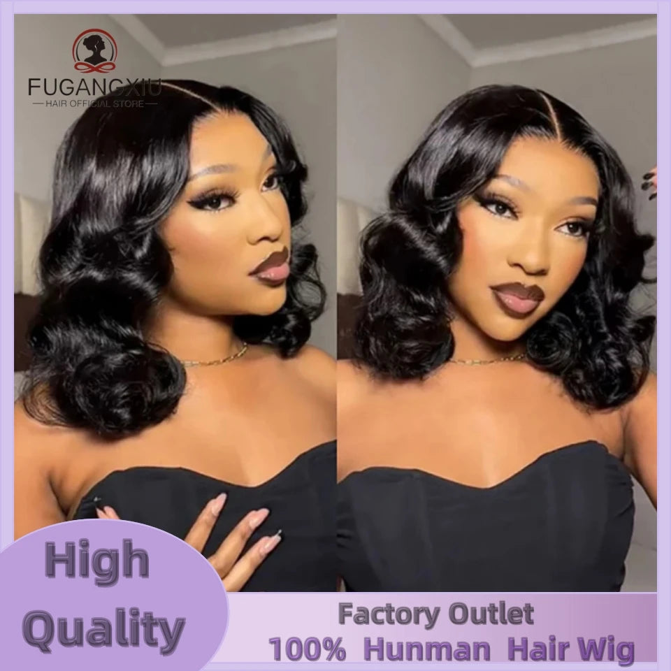 Brazilian Body Wave Lace Frontal Wigs 13x4 Transparent Lace Frontal Human Hair Wigs For Women  Short Bob Wigs Pre Plucked