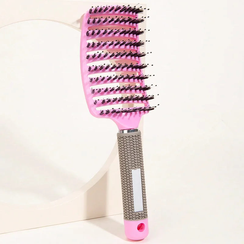 Boar Bristle Scalp Massage Hair Brush – Detangling Comb for Wet & Curly Hair