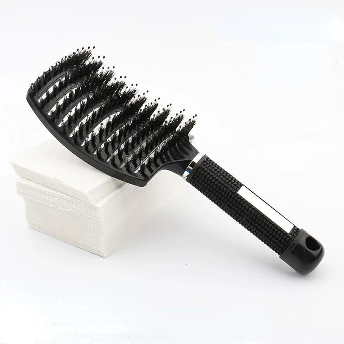 Boar Bristle Scalp Massage Hair Brush – Detangling Comb for Wet & Curly Hair