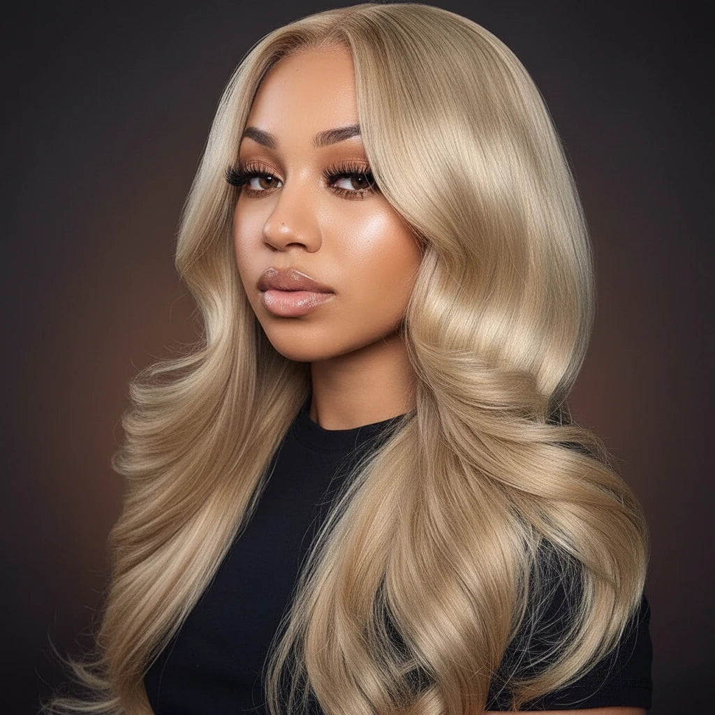 Ash Grey & Blonde Stripe Highlight Lace Front Wig – 13x6 HD Lace, Pre-Plucked