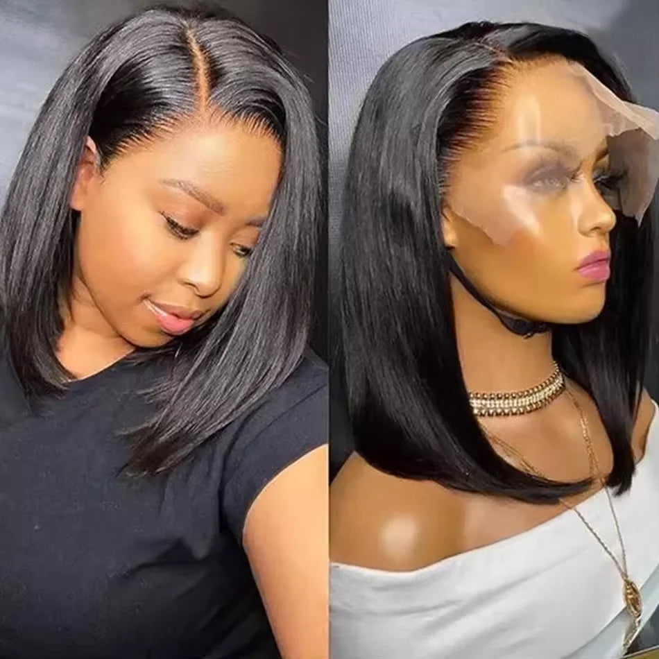 Straight Bob Lace Front Wig – 13x4 HD Transparent Lace, 180% Density
