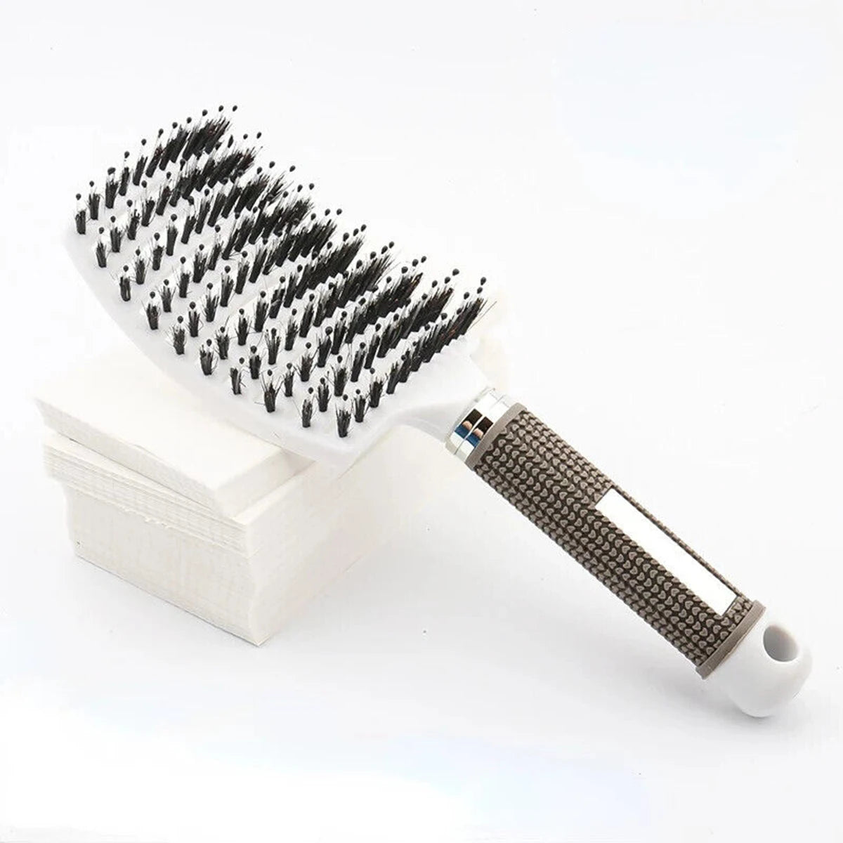 Boar Bristle Scalp Massage Hair Brush – Detangling Comb for Wet & Curly Hair