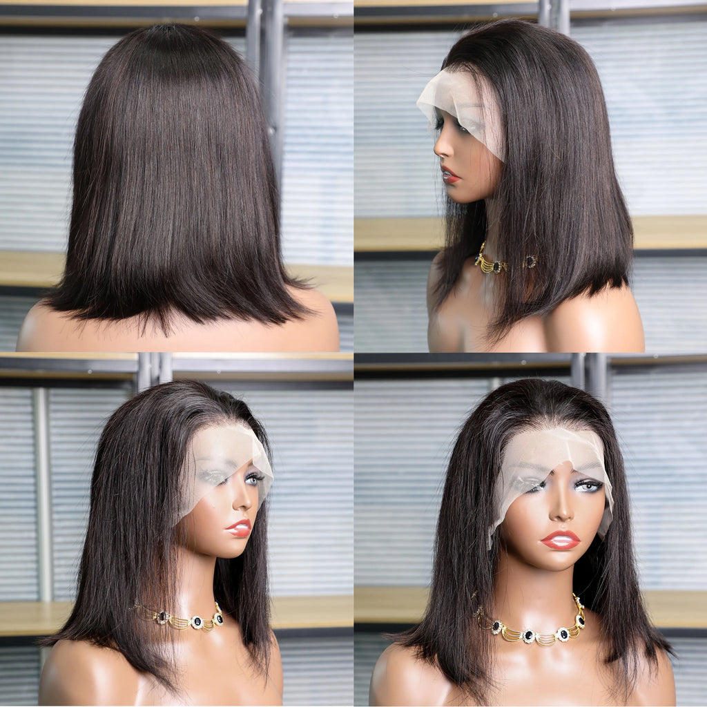 Straight Bob Lace Front Wig – 13x4 HD Transparent Lace, 180% Density