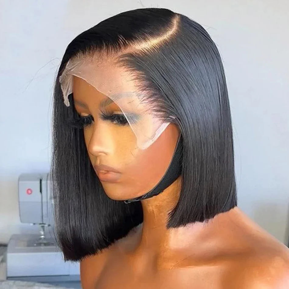 Straight Bob Lace Front Wig – 13x4 HD Transparent Lace, 180% Density